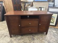 Beautiful entertainment center with Dark Brown Wood and 2 Drawers/Cabinets 